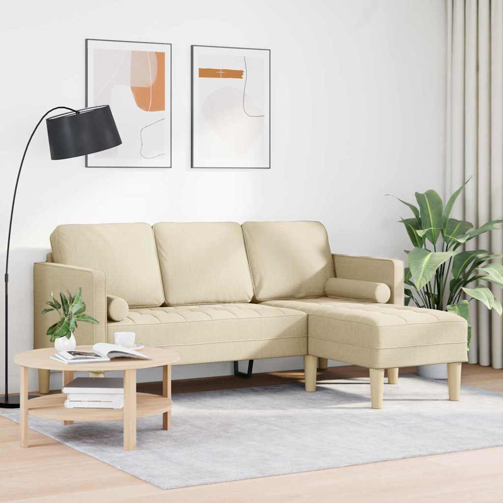 Vidaxl bankstel met kussen crème polyester