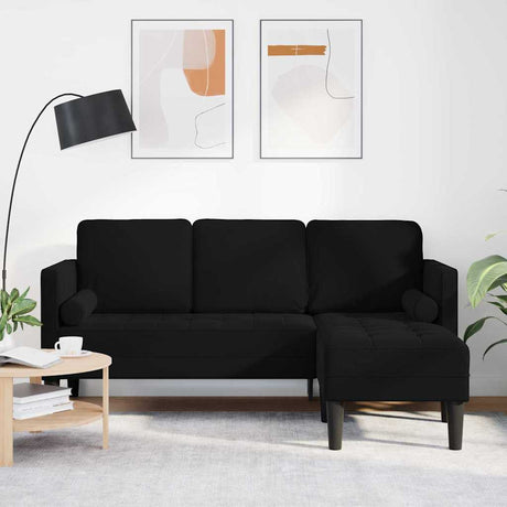 Vidaxl bankstel met kussen zwart polyester