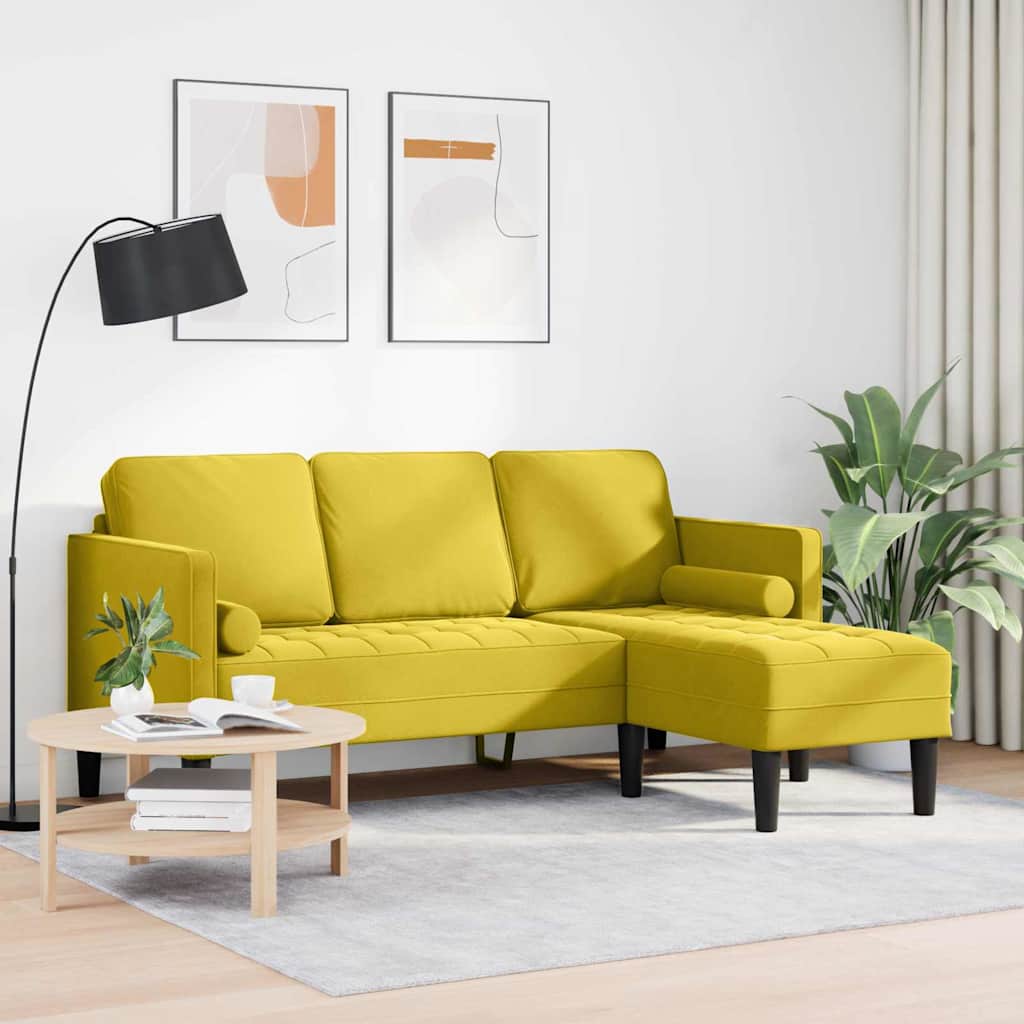 Vidaxl bankstel met kussen geel polyester