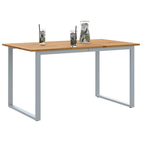 Vidaxl tuinstafel grijs 140 x 80 x 75 cm massief acaciahout