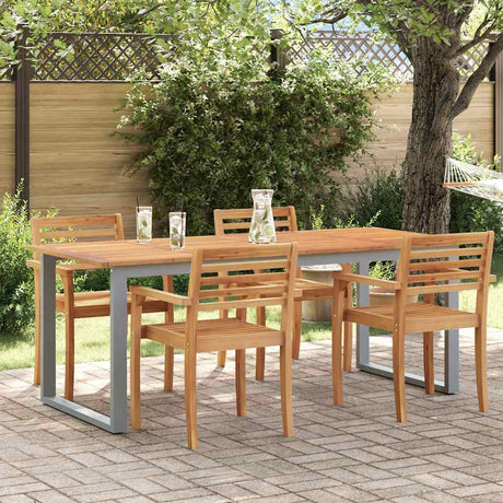Vidaxl tuinstafel grijs 200 x 90 x 75 cm massief acaciahout