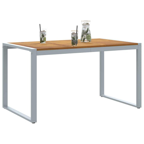 Vidaxl tuinstafel grijs 140 x 80 x 75 cm massief acaciahout