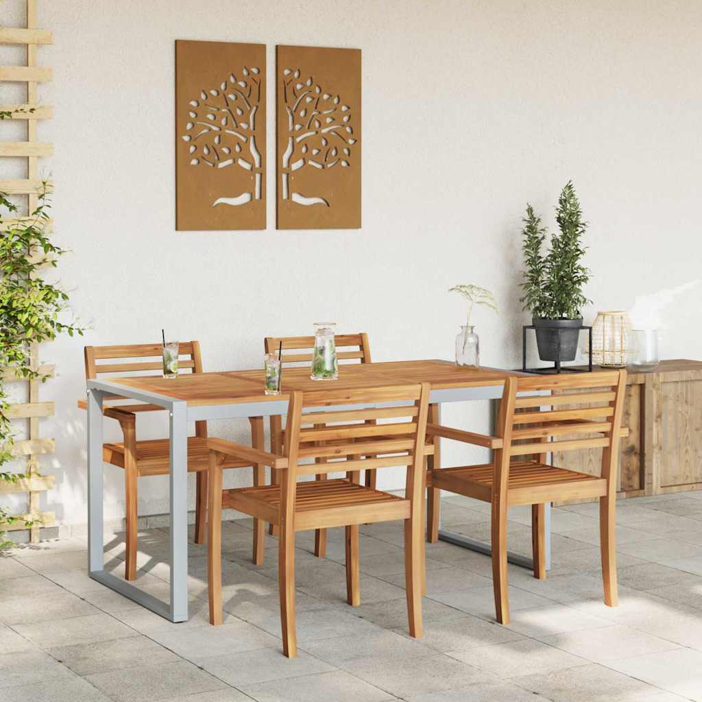 Vidaxl tuinstafel grijs 160 x 80 x 75 cm massief acaciahout
