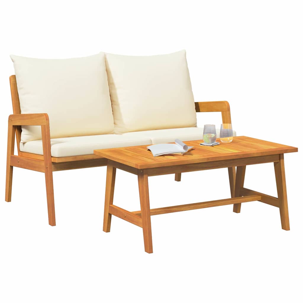 Vidaxl bistroset met kussen 2 stuk olie naturel massief acaciahout