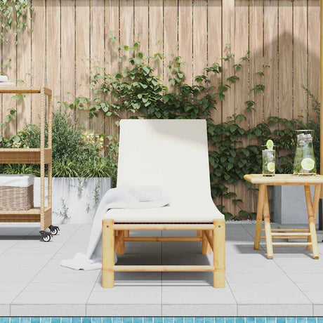 Vidaxl ligstoel met kussens 55x199x30 cm bamboe