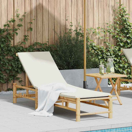 Vidaxl ligstoel met kussens 55x199x30 cm bamboe