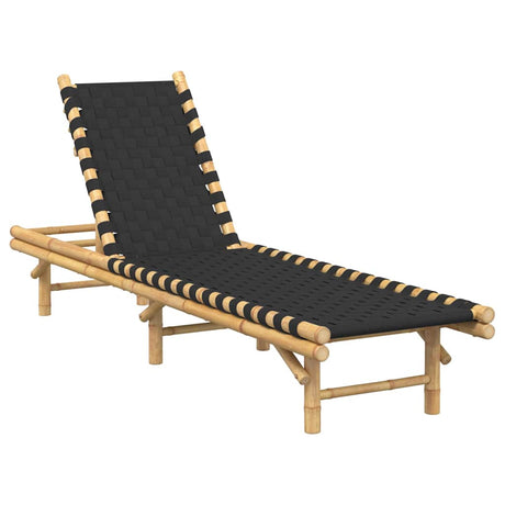 Vidaxl ligstoel met zwart geweven band 55x200x30 cm bamboe