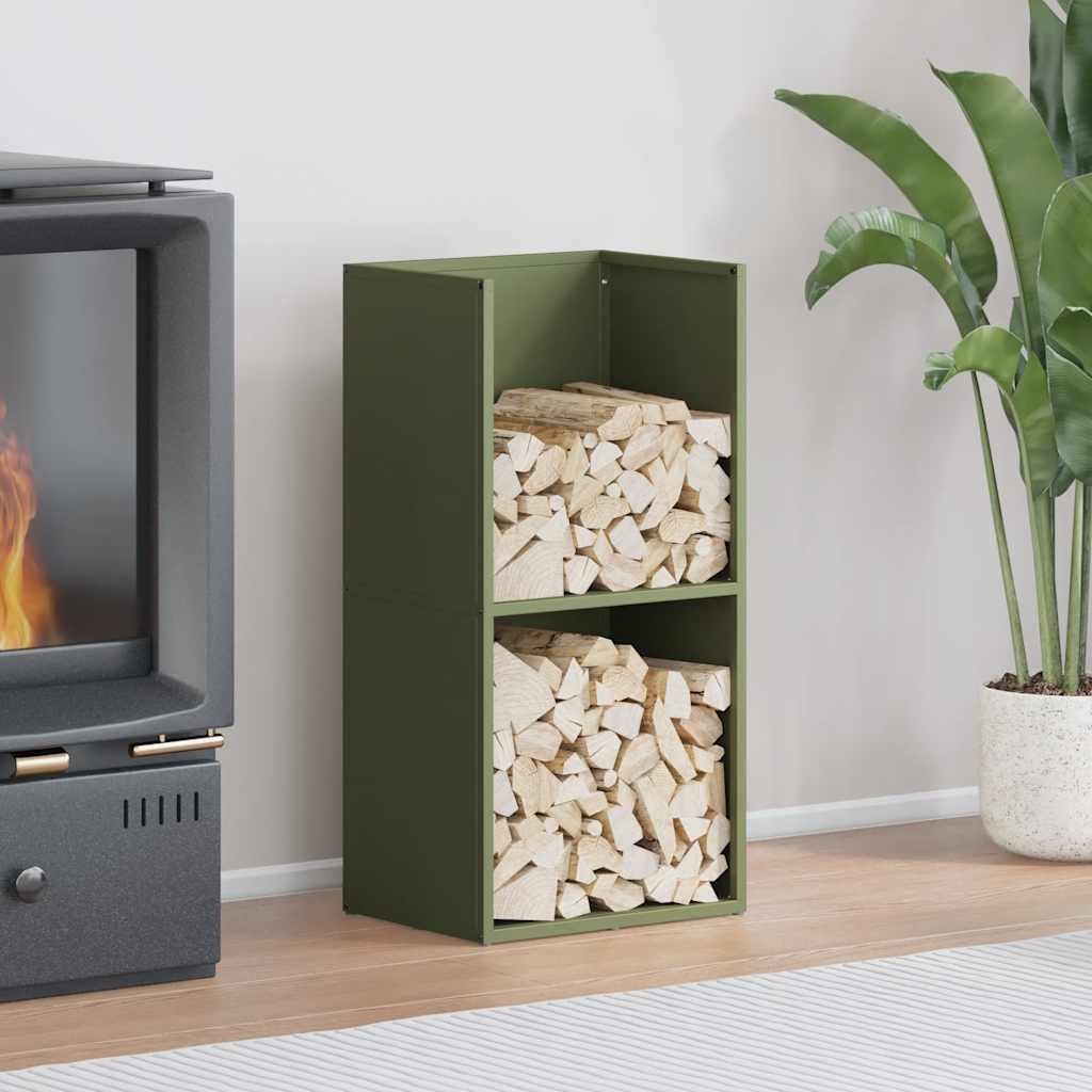 Vidaxl brandhoutrek 40x30x80 cm koudgewalst staal olijfgroen