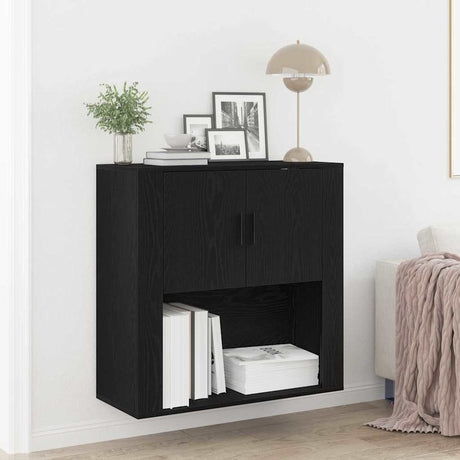 Vidaxl wandkast met plank zwart eiken 80 x 33 x 80 cm bewerkt hout