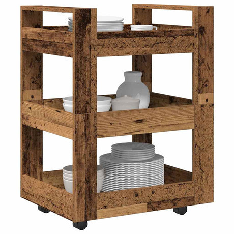 Vidaxl keuken trolley eikenhout 60 x 45 x 80 cm bewerkt hout