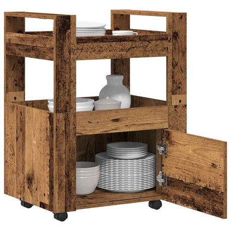 Vidaxl keuken trolley oud hout 60 x 45 x 80 cm bewerkt hout