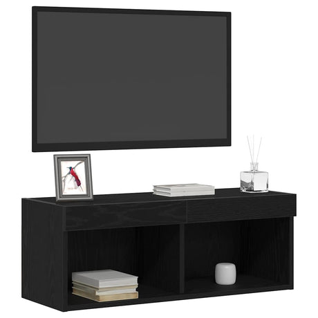 Vidaxl tv-meubelset 80 x 30 x 30 cm zwart eiken bewerkt hout