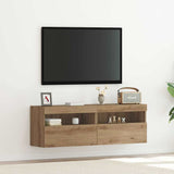 Vidaxl tv wandkast 2 st artisanaal eikenkleurig bewerkt hout
