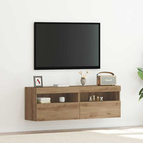 Vidaxl tv wandkast 2 st artisanaal eikenkleurig bewerkt hout