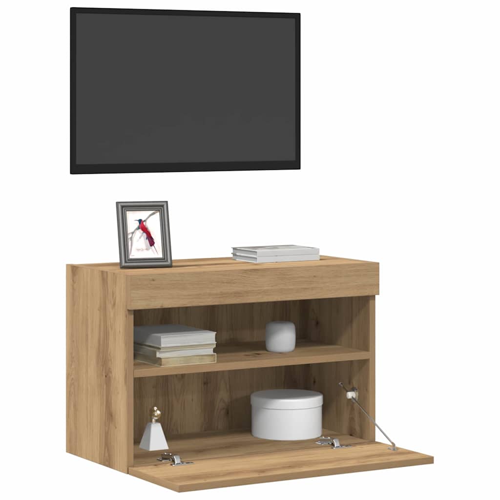 Vidaxl tv wandkast 2 st artisanaal eikenkleurig bewerkt hout