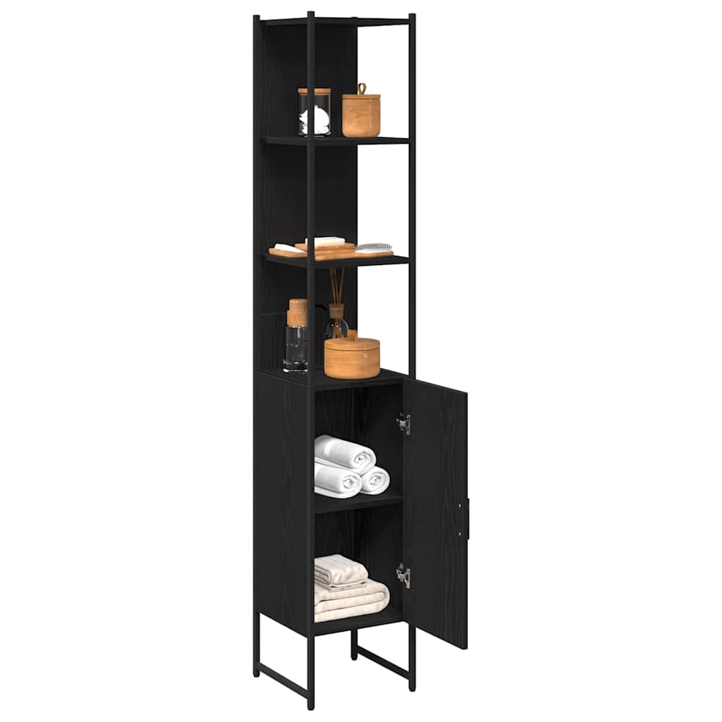 Vidaxl badkamerkast zwart eiken 33 x 33 x 185,5 cm bewerkt hout