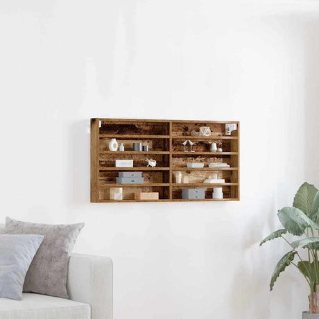 Vidaxl vitrinekast muurmontage oudhout 100 x 8,5 x 50 cm bewerkt hout