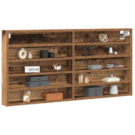 Vidaxl vitrinekast muurmontage oudhout 100 x 8,5 x 50 cm bewerkt hout