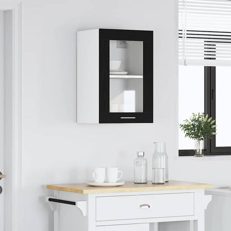 Vidaxl hangglaskast zwarte eik 40x31x60 cm engineered hout