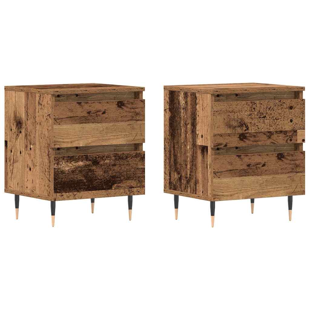 Vidaxl nachtkastje 2 st oudhout 40 x 35 x 50 cm bewerkt hout