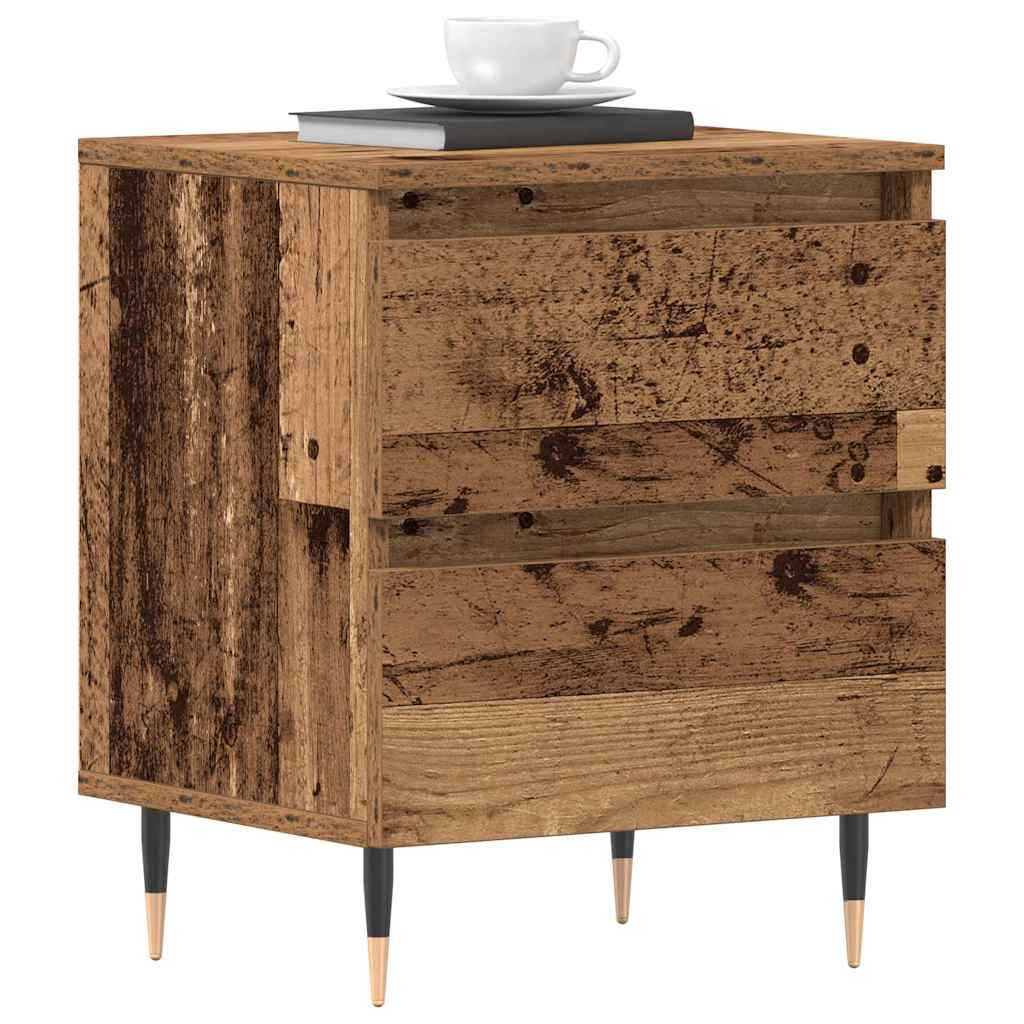 Vidaxl nachtkastje 2 st oudhout 40 x 35 x 50 cm bewerkt hout