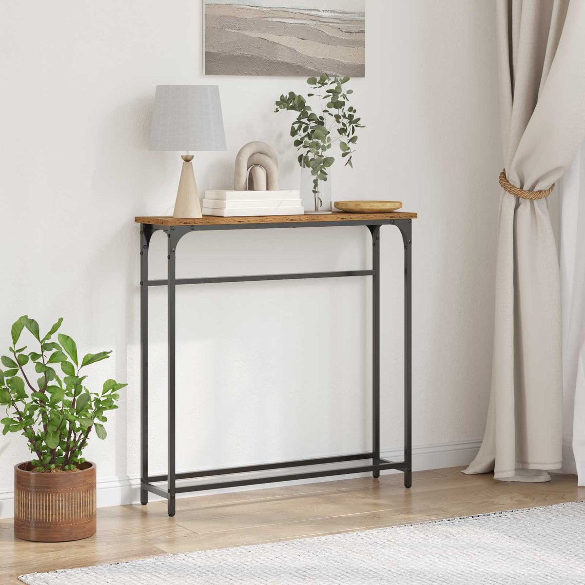 Vidaxl wandtafel oudhout 75 x 19,5 x 75 cm bewerkt hout