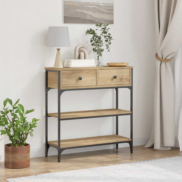 Vidaxl wandtafel met lade artisan eiken 72.5 x 25 x 75 cm bewerkt hout
