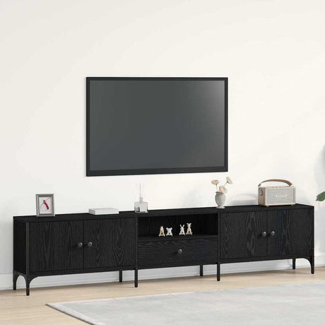 Vidaxl tv-kast 200 x 25 x 44 cm zwart eiken bewerkt hout