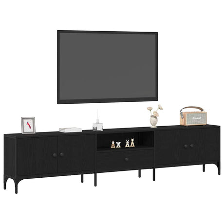 Vidaxl tv-kast 200 x 25 x 44 cm zwart eiken bewerkt hout