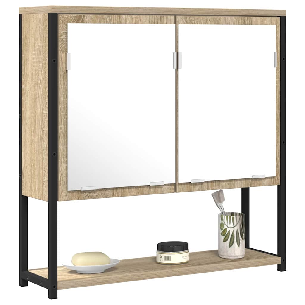 Vidaxl badkamer spiegel beige 60 x 16 x 60 cm glas en engineered hout