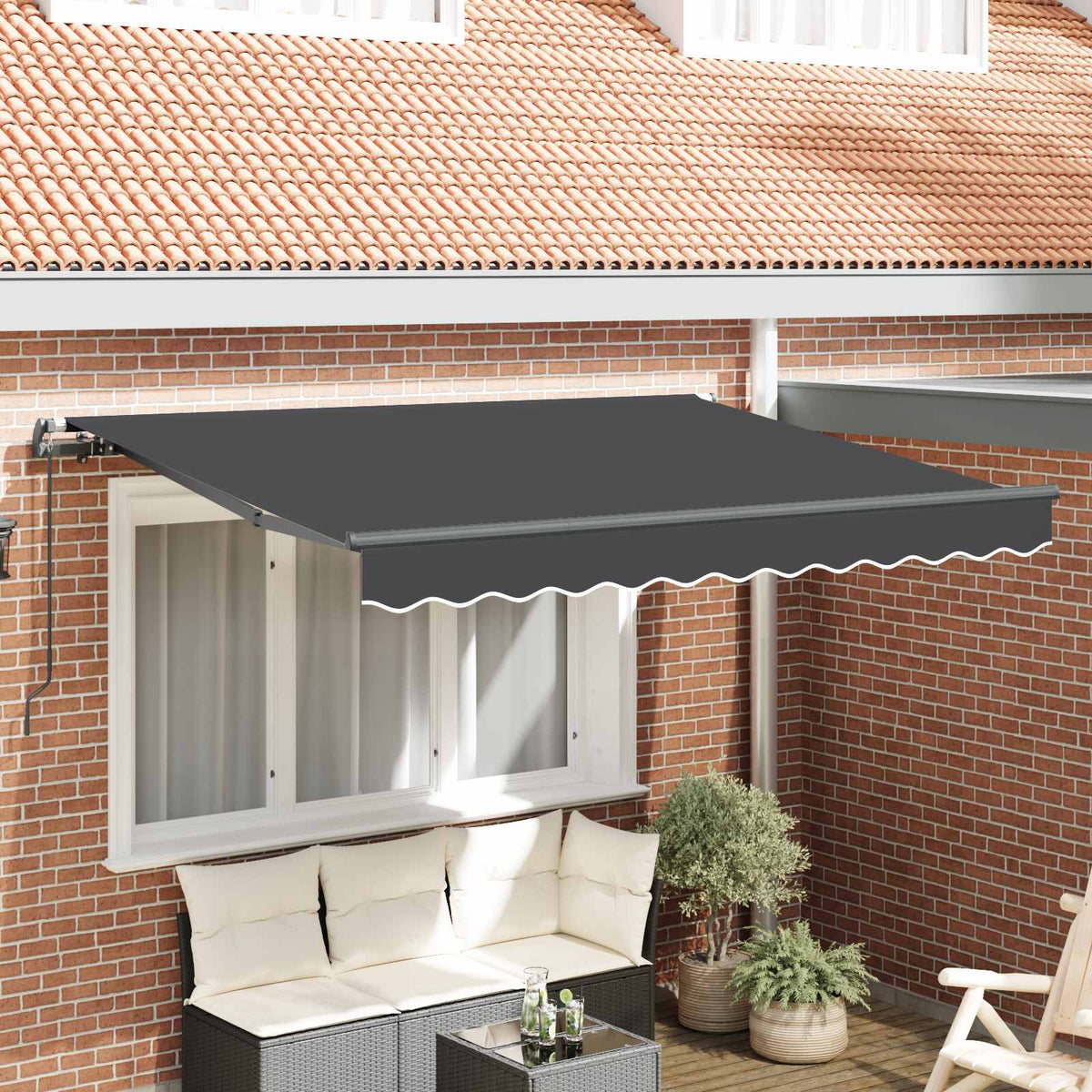 Vidaxl uitschuifbare luifel antraciet 250 x 200 cm stof
