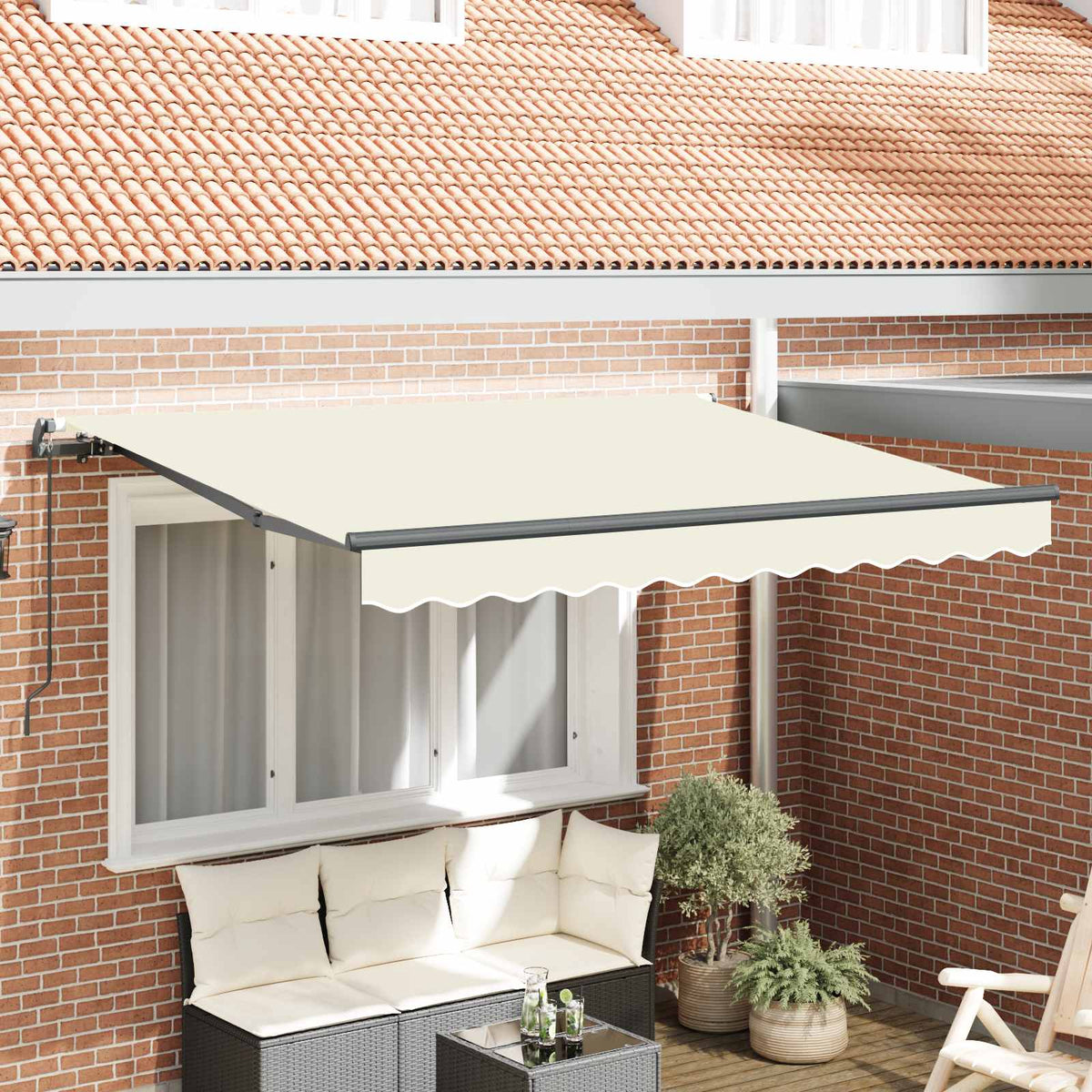 Vidaxl uitschuifbare luifel crème 300 x 200 cm stof