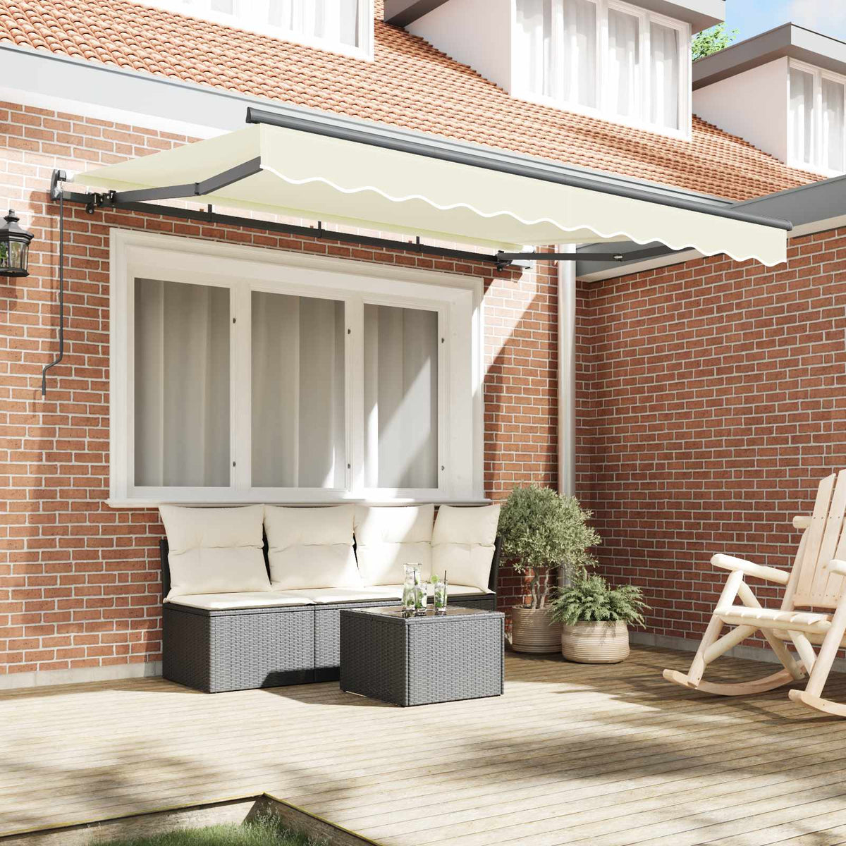 Vidaxl uitschuifbare luifel crème 300 x 200 cm stof