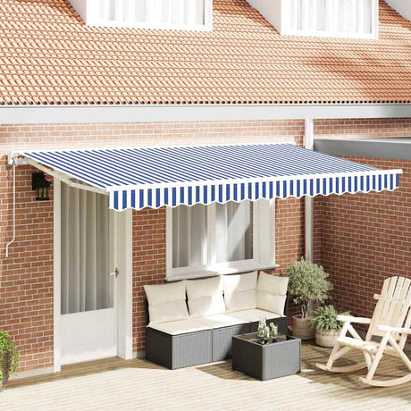 Vidaxl zijde frame blauw en wit 350 x 200 cm polyester met pu-coating
