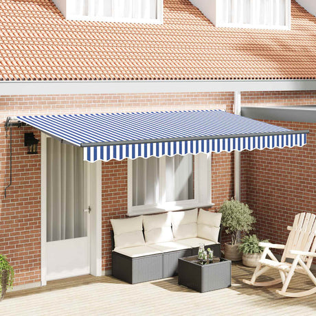 Vidaxl uitschuifbare luifel blauw 350 x 200 cm stof