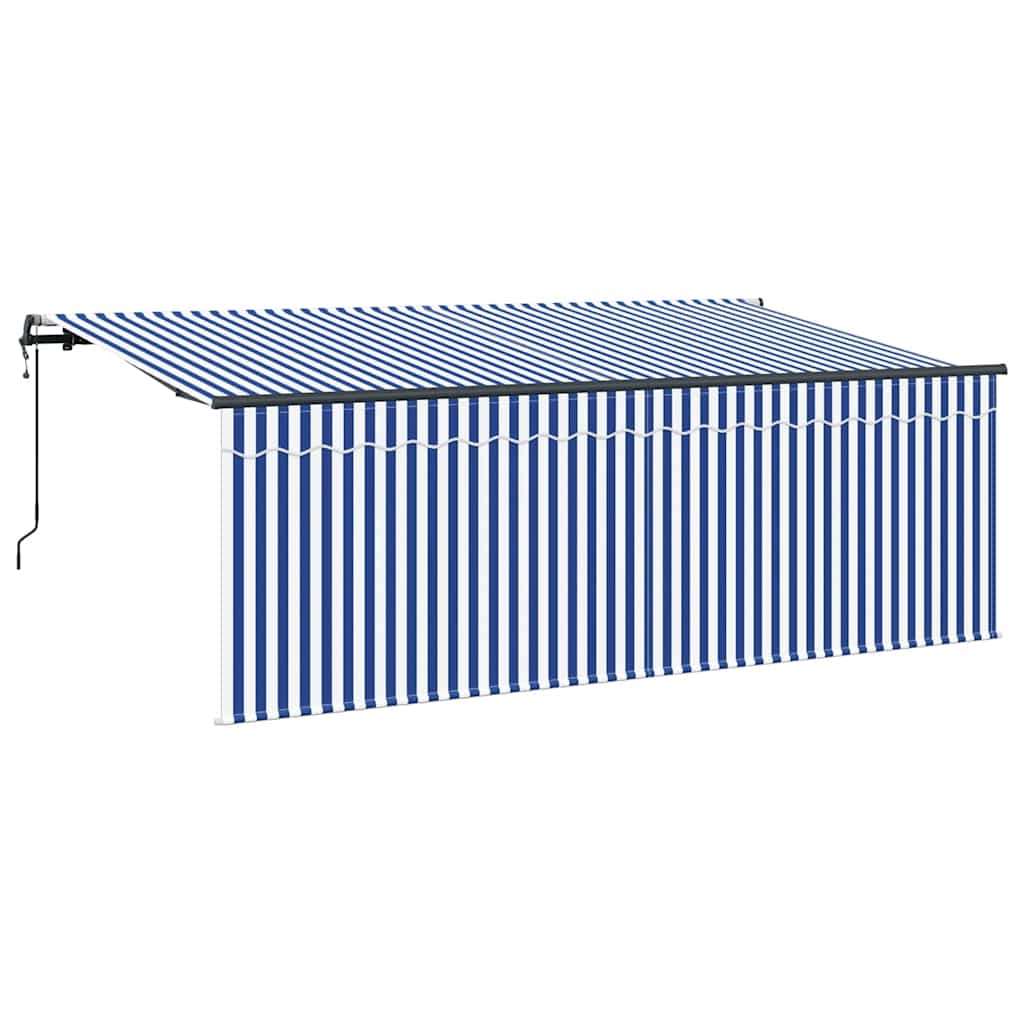 Vidaxl inklapbaar zonnescherm blauw en wit 350 x 200 cm
