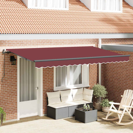 Vidaxl uitschuifbare luifel bordeauxrood 350 x 200 cm stof