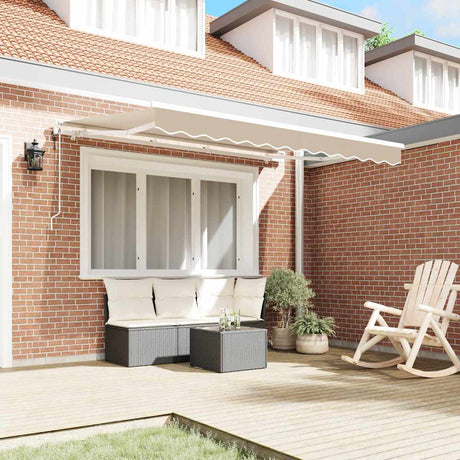 Vidaxl uitschuifbare luifel beige 350 x 200 cm stof
