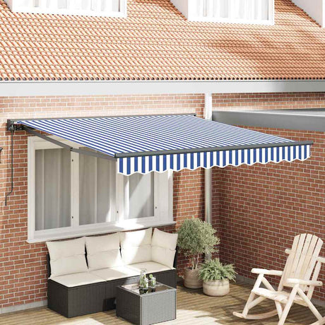 Vidaxl inklapbaar zonnescherm blauw en wit 300 x 250 cm