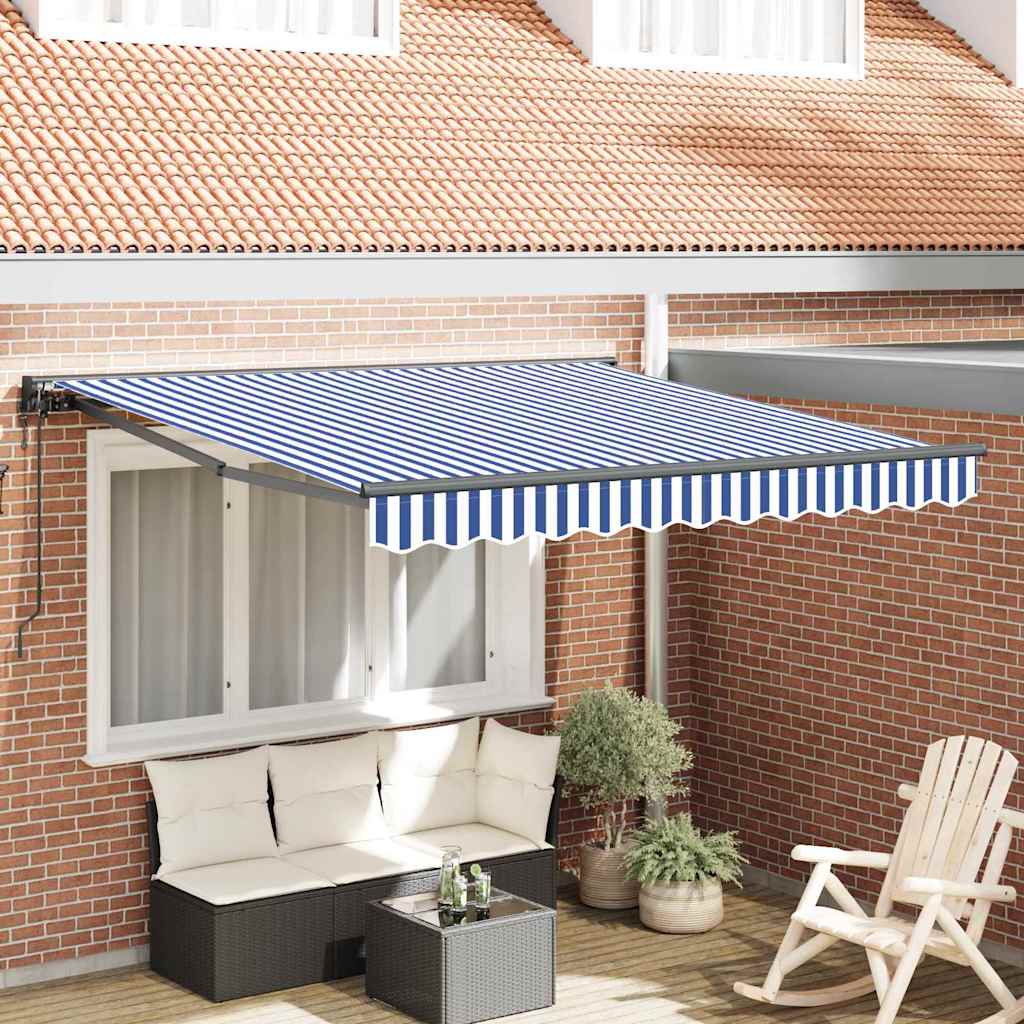Vidaxl inklapbaar zonnescherm blauw en wit 300 x 250 cm