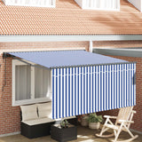 Vidaxl uitschuifbare luifel blauw en wit 300 x 250 cm