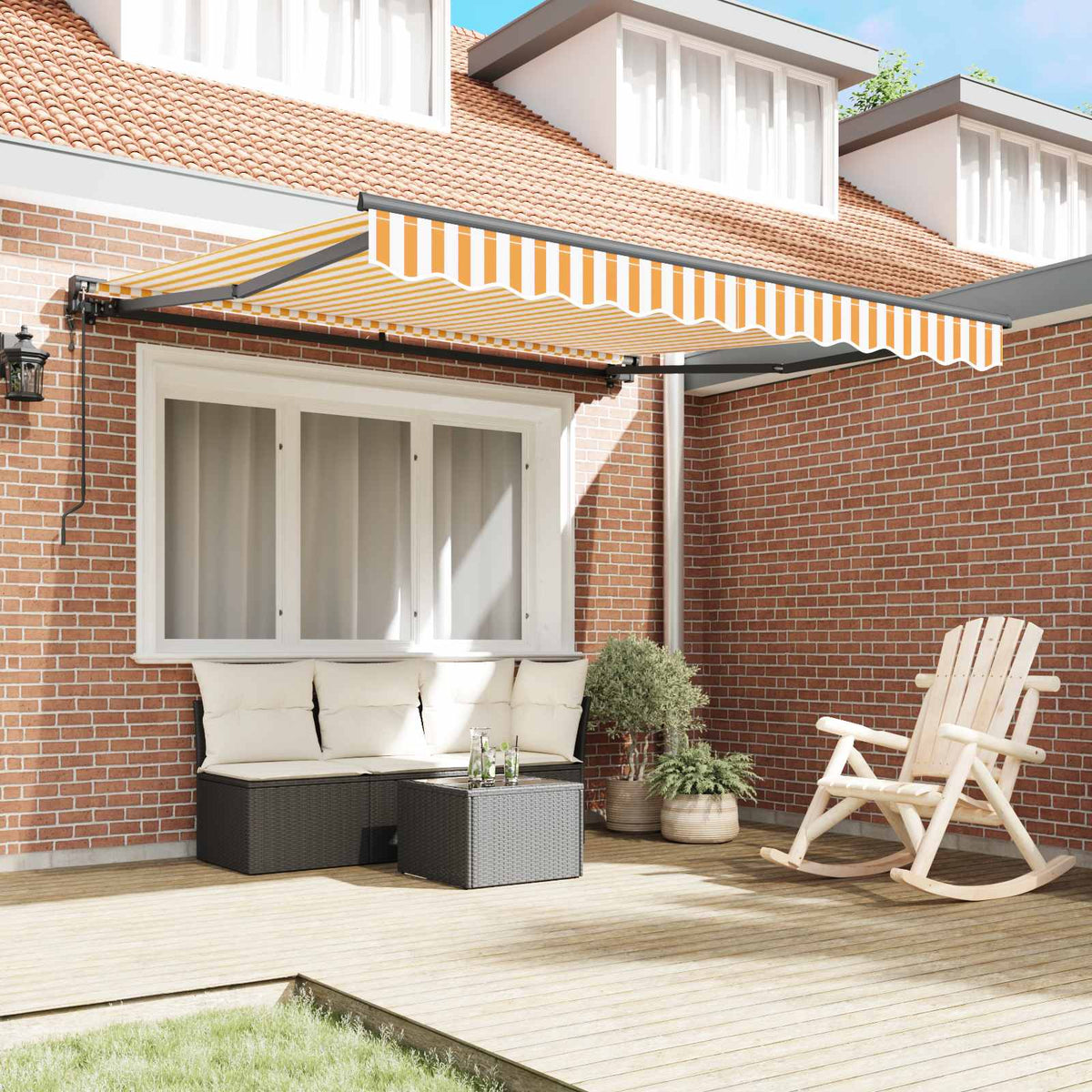 Vidaxl zijde frame geel en wit 300 x 250 cm polyester met pu-coating