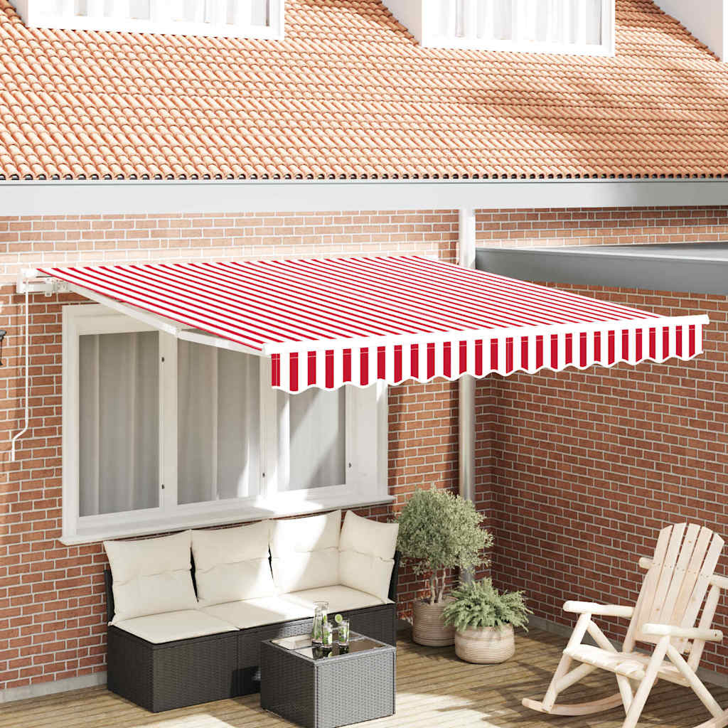 Vidaxl uitschuifbare luifel rood en wit 300 x 250 cm