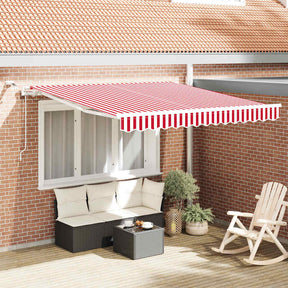 Vidaxl uitschuifbare luifel rood en wit 300 x 250 cm polyester