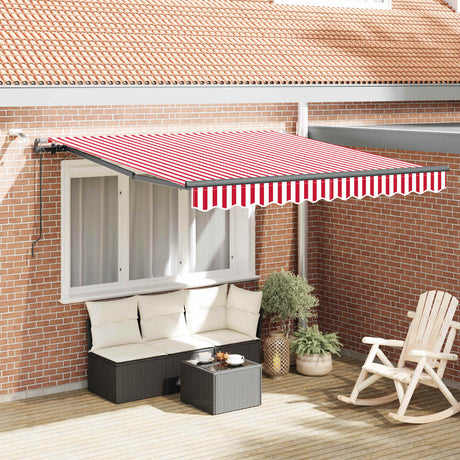 Vidaxl uitschuifbare luifel rood en wit 300 x 250 cm polyester