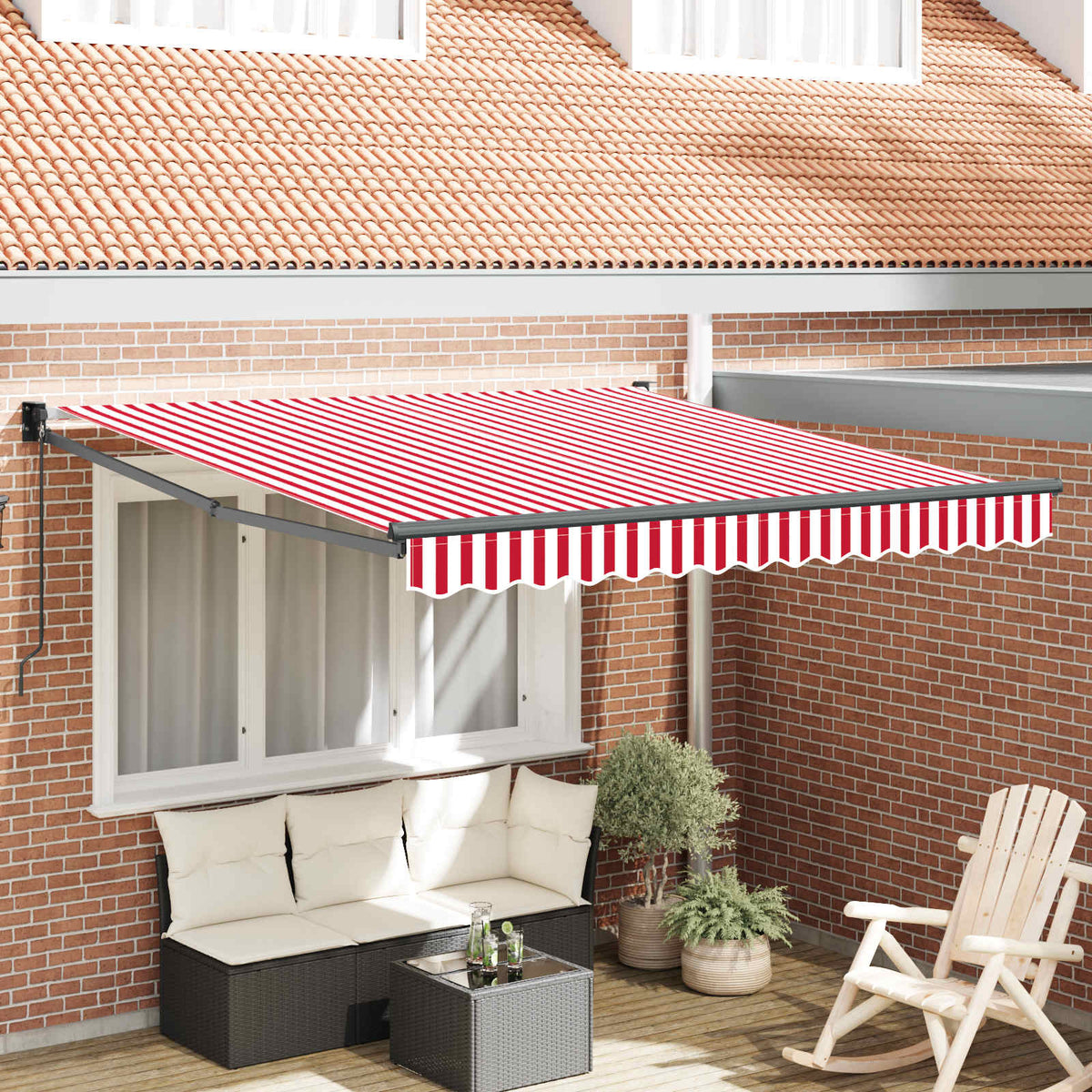 Vidaxl uitschuifbare luifel rood en wit 300 x 250 cm