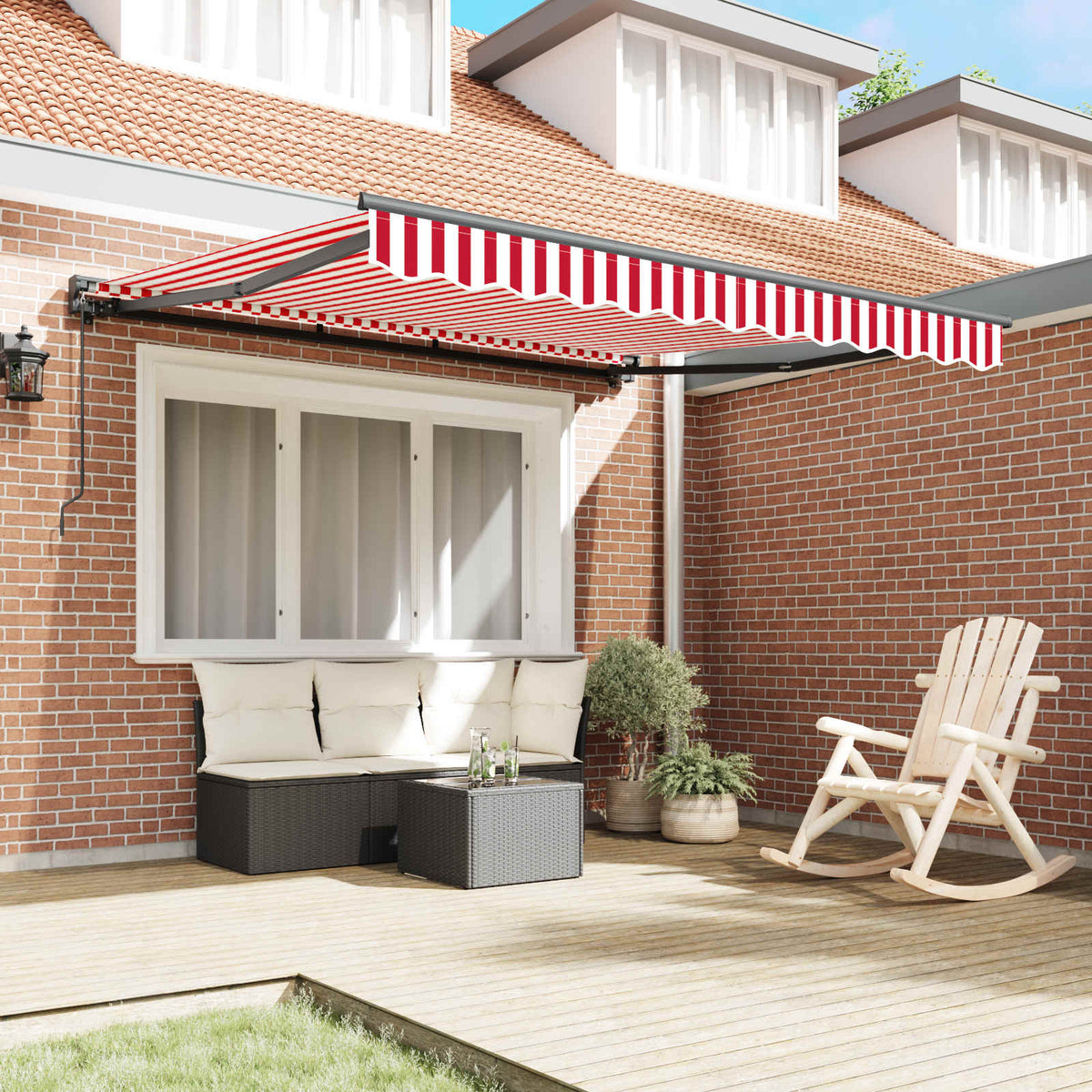 Vidaxl zijde frame rood en wit 300 x 250 cm polyester met pu-coating