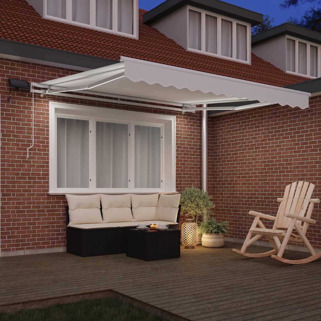 Vidaxl inklapbaar zonnescherm wit 300 x 250 cm stof en staal