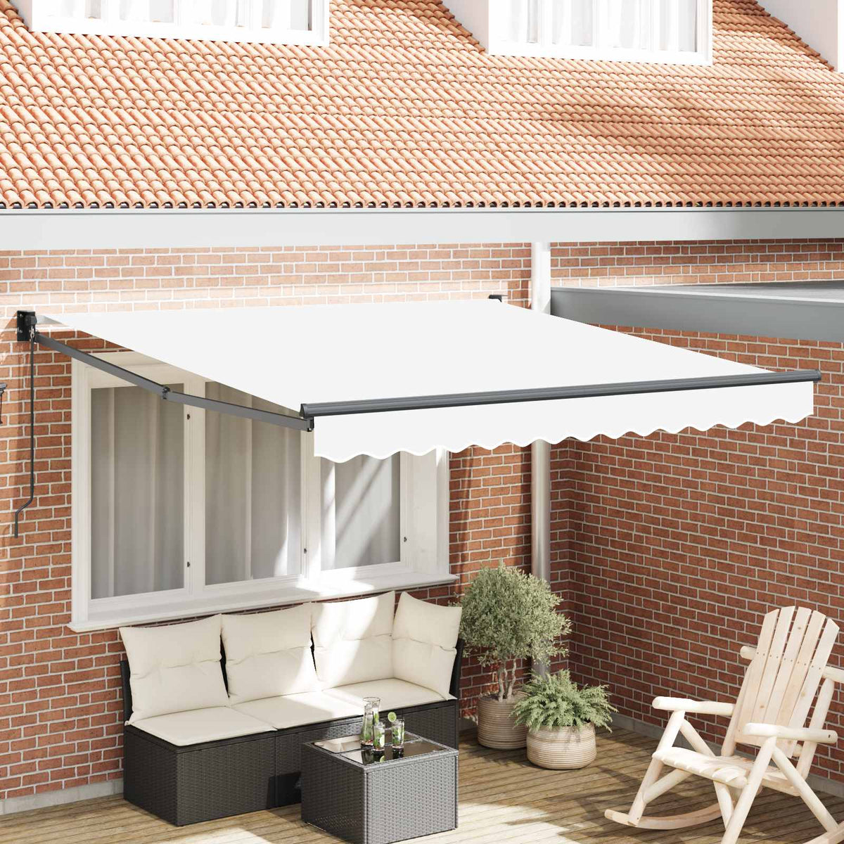 Vidaxl uitschuifbare luifel wit 300 x 250 x 165 cm