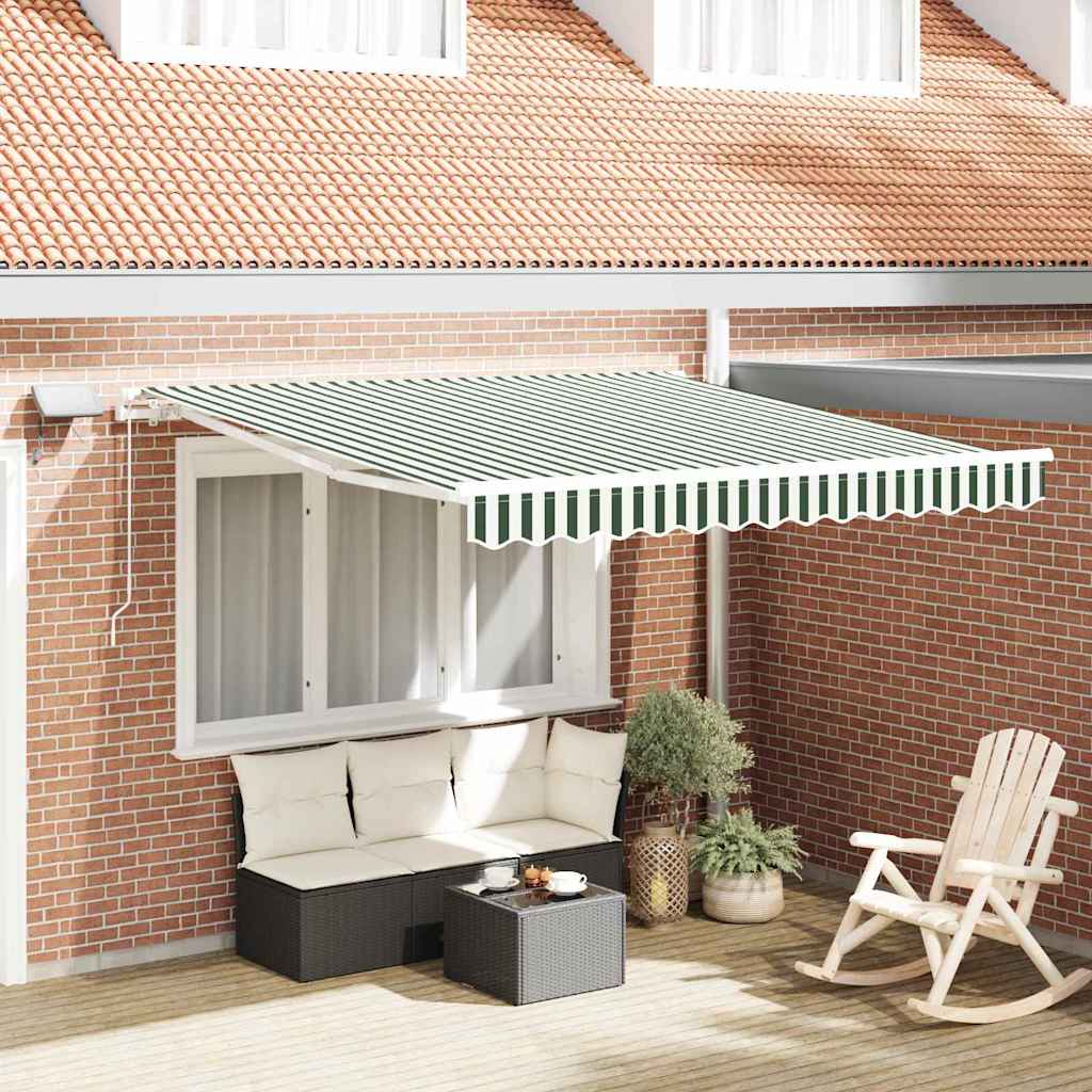 Vidaxl uitschuifbare luifel groen en wit 300 x 250 cm